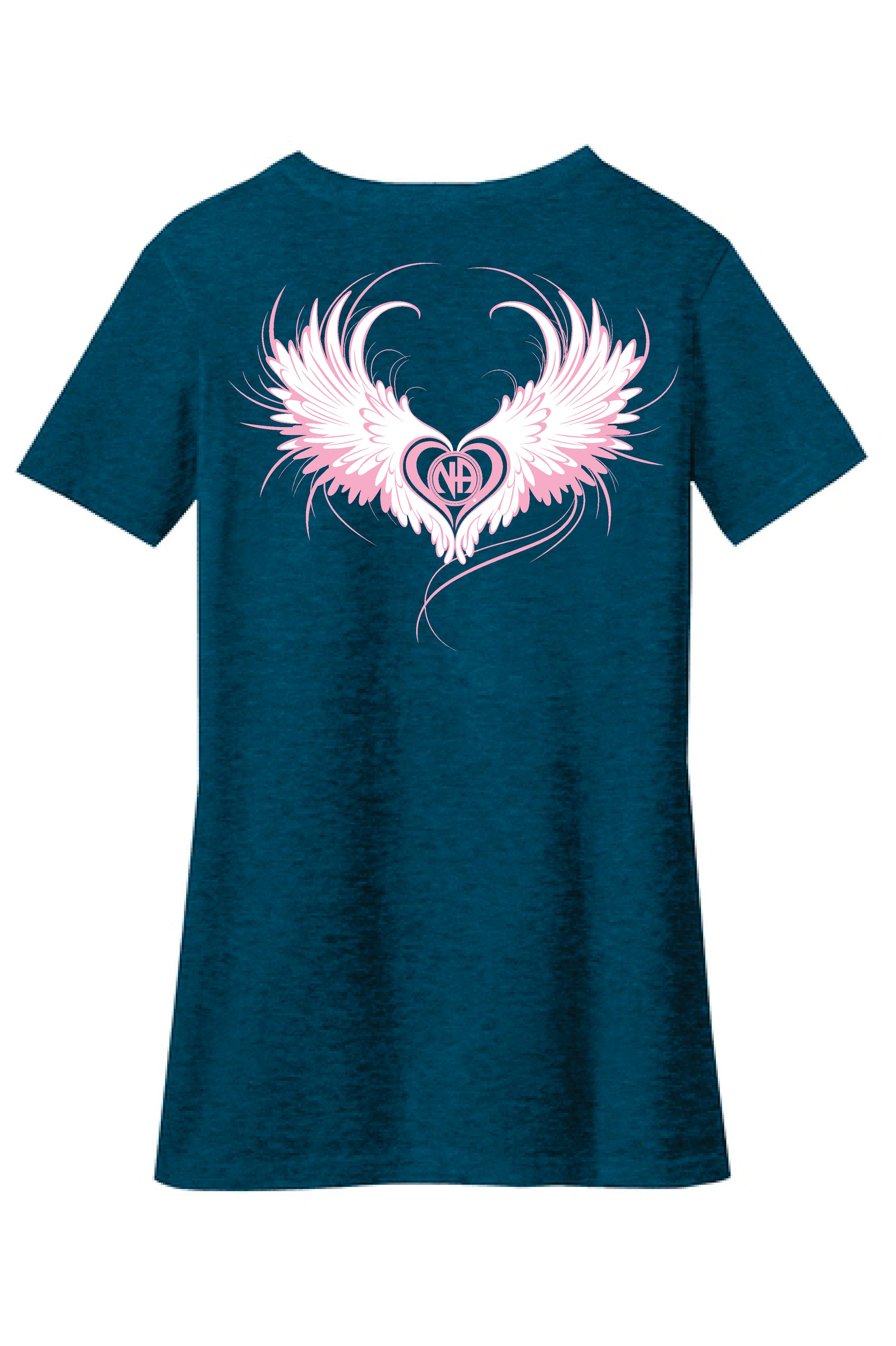 Women's V-neck Angel Wings T-shirt