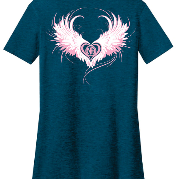 Women's V-neck Angel Wings T-shirt