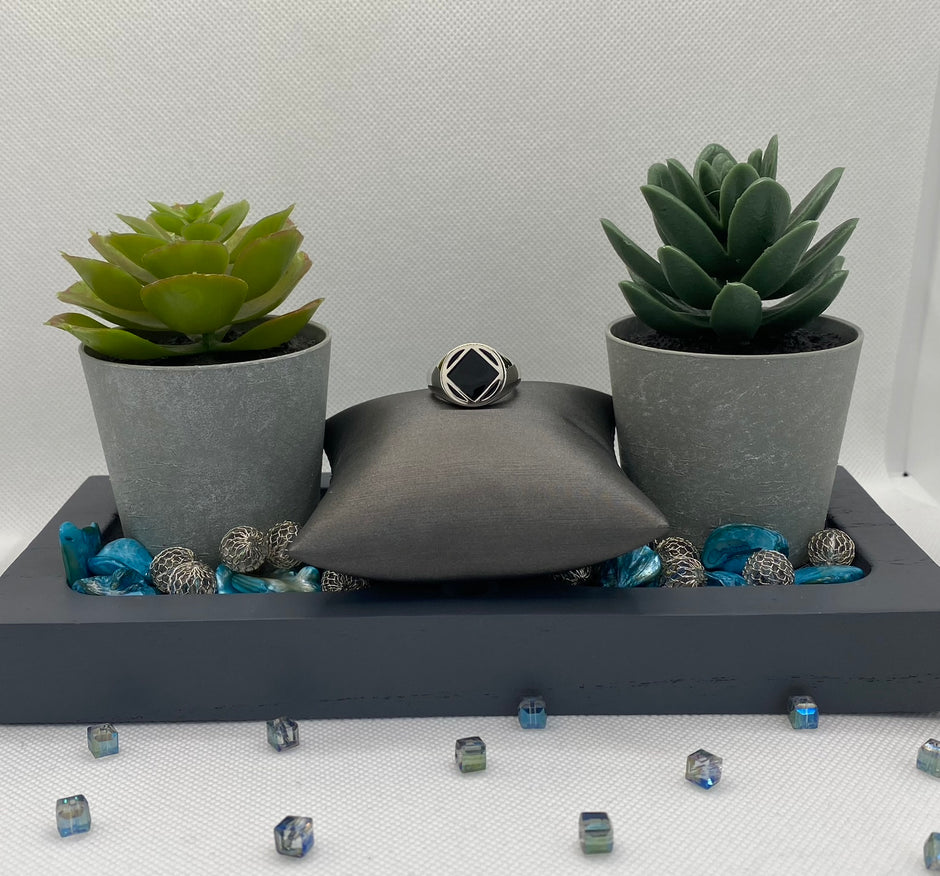 NA Black Inlay Service Symbol Signet Ring .925 Sterling Silver NAR-37 image 1