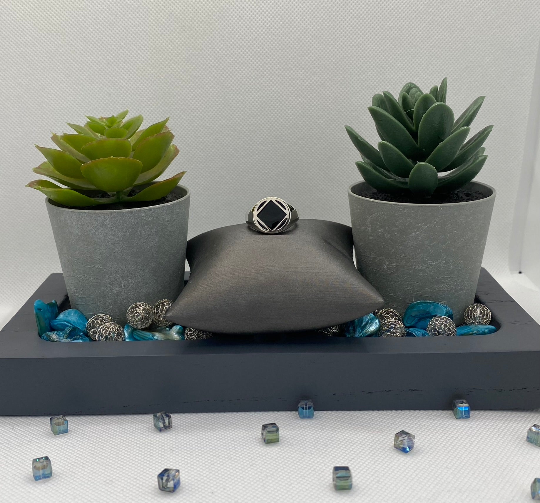 NA Black Inlay Service Symbol Signet Ring .925 Sterling Silver NAR-37 image 1