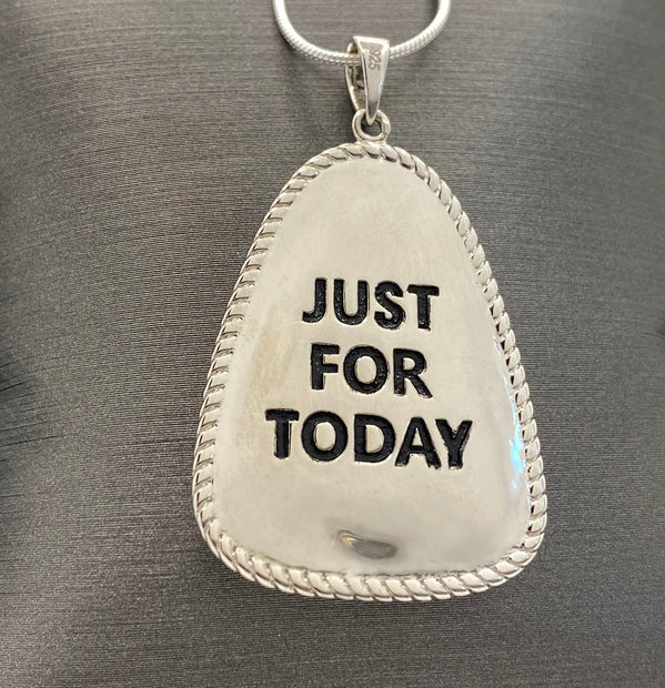 Large Just For Today Key Tag Pendant .925 sterling silver image 1