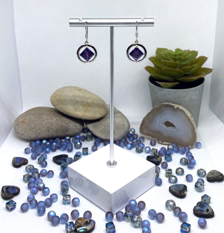 Medium Sterling Silver NA Earrings with stones NAE-08 image 6