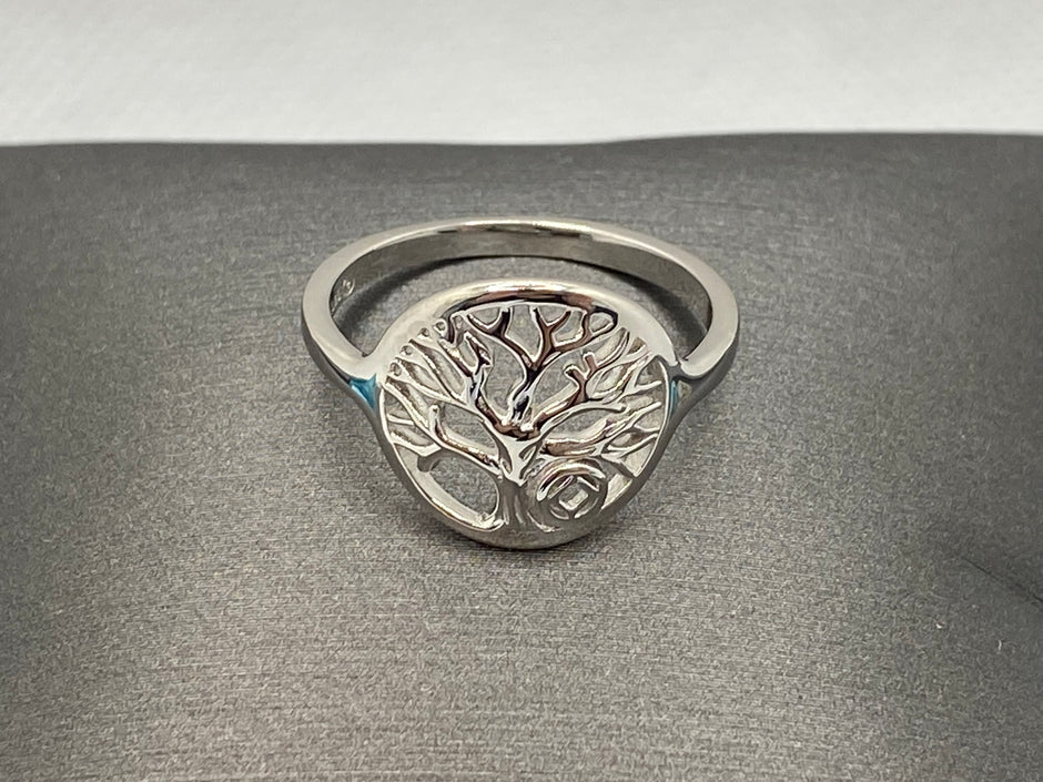 Tree of Life with NA Service Symbol Ring .925 Sterling Silver NAR-36 image 0