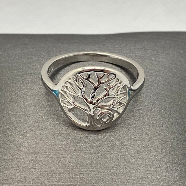 Tree of Life with NA Service Symbol Ring .925 Sterling Silver NAR-36 image 0