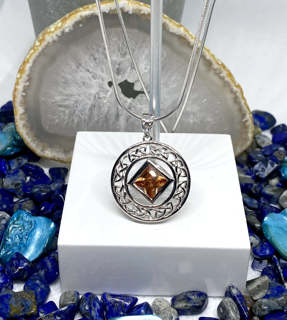 NA Service Symbol Celtic Pendant with CZ stone in center image 4