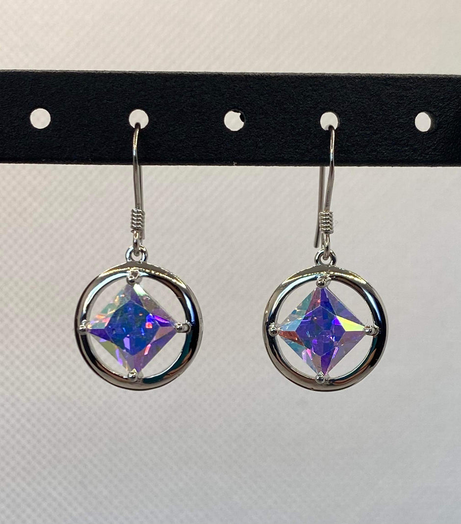 Medium Sterling Silver NA Earrings with stones NAE-08 image 11