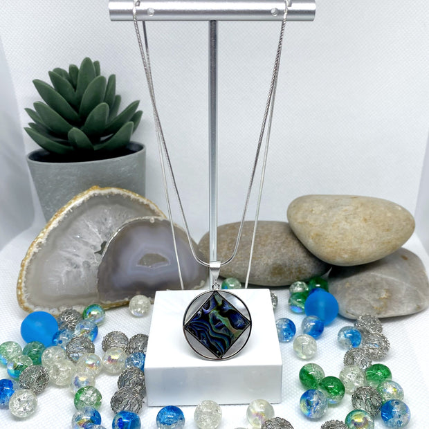 NA Service Symbol Abalone and mother of pearl Pendant .925 sterling image 1