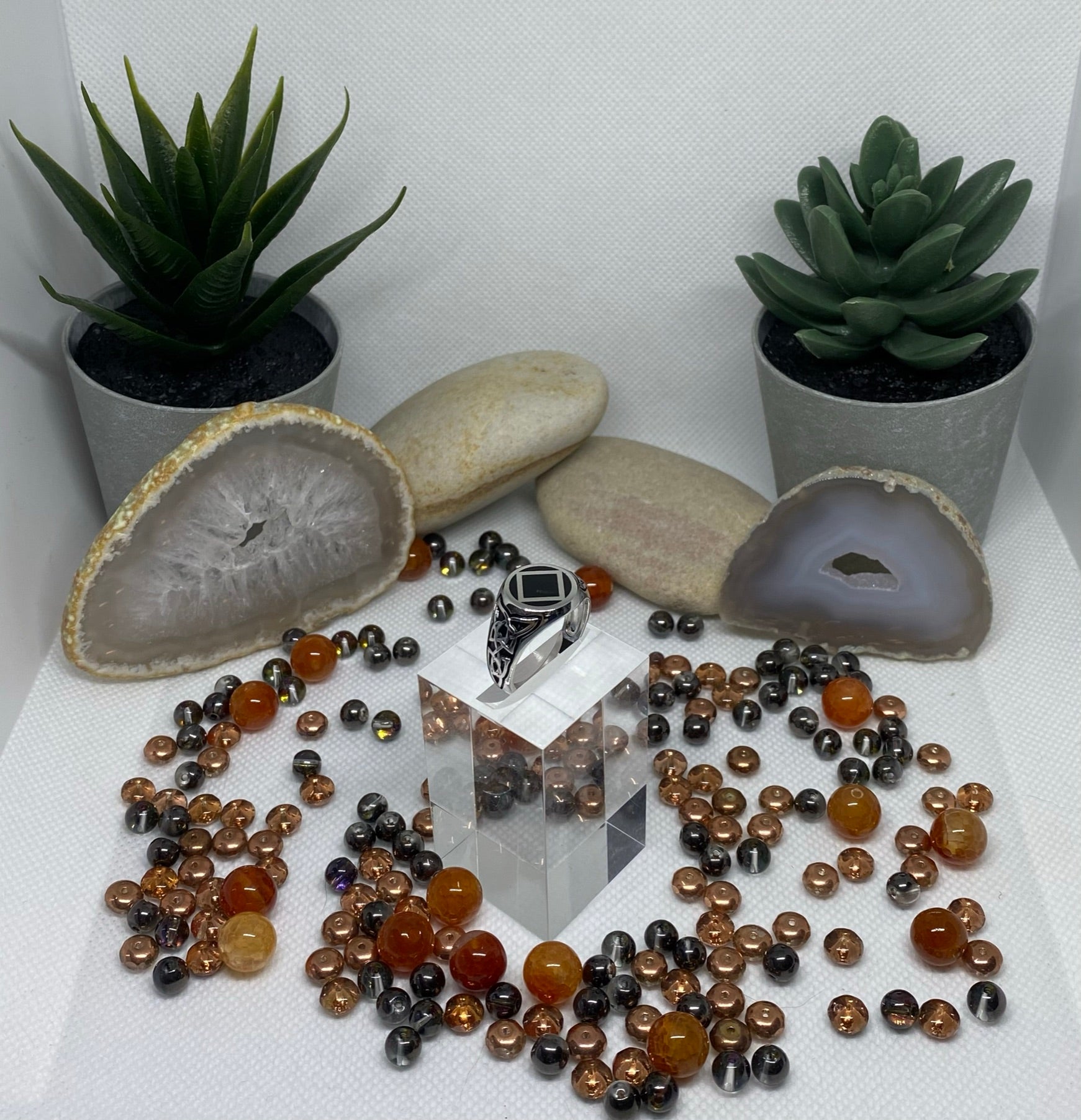 NA Tribal Ring with Black inlay Sterling Silver Ring .925 NAR-14 image 1