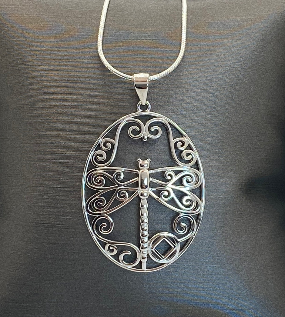 Dragonfly with NA Symbol Pendant .925 sterling silver image 0