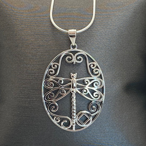 Dragonfly with NA Symbol Pendant .925 sterling silver image 0