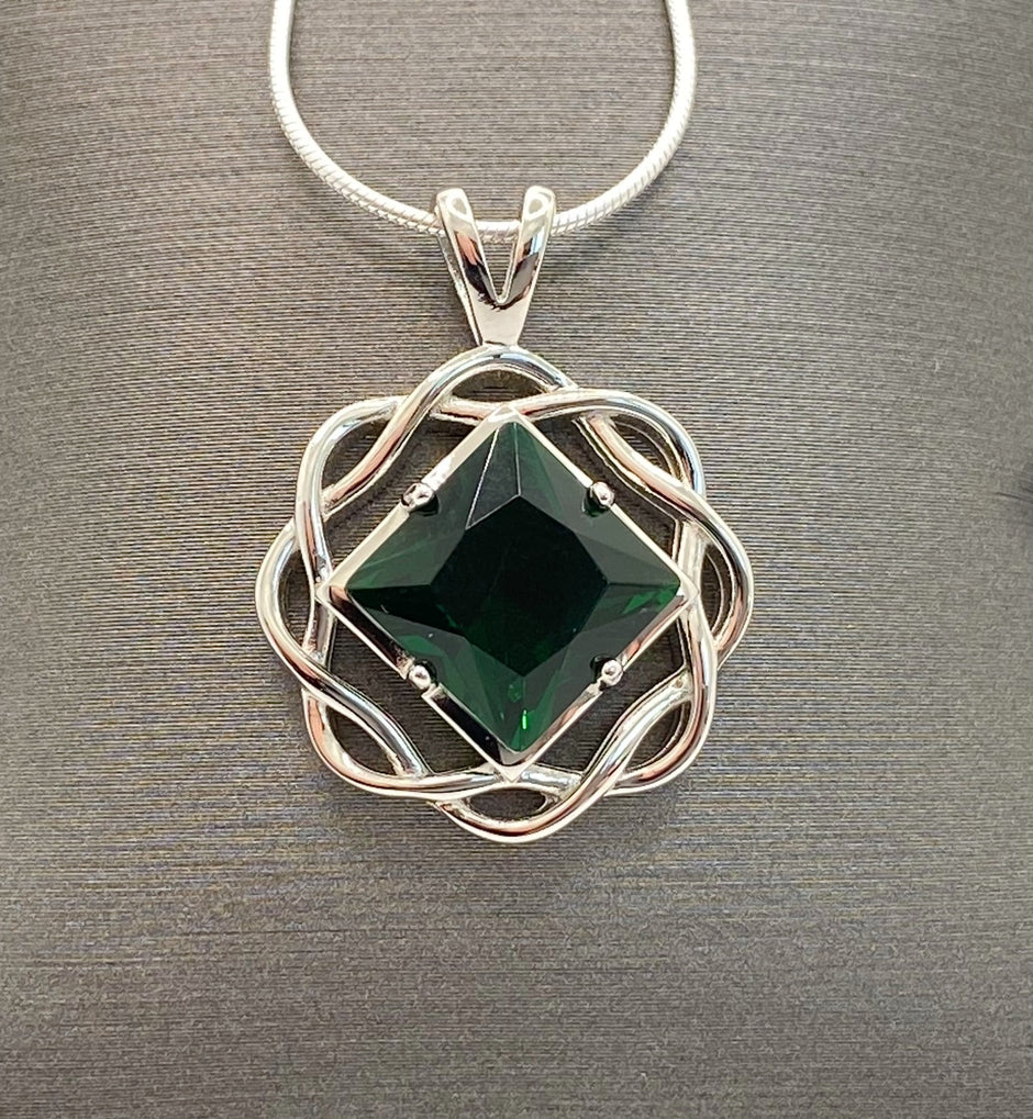 Medium Basket Weave Service Symbol Pendant with Birthstone .925 sterling silver image 2