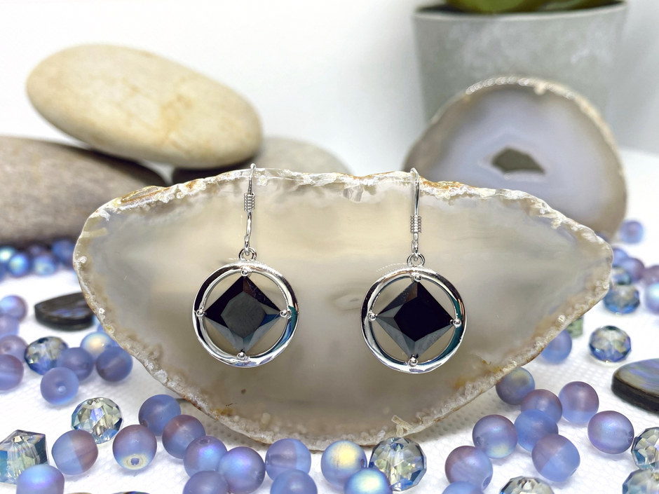 Medium Sterling Silver NA Earrings with stones NAE-08 image 2