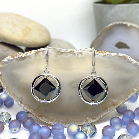 Medium Sterling Silver NA Earrings with stones NAE-08 image 2