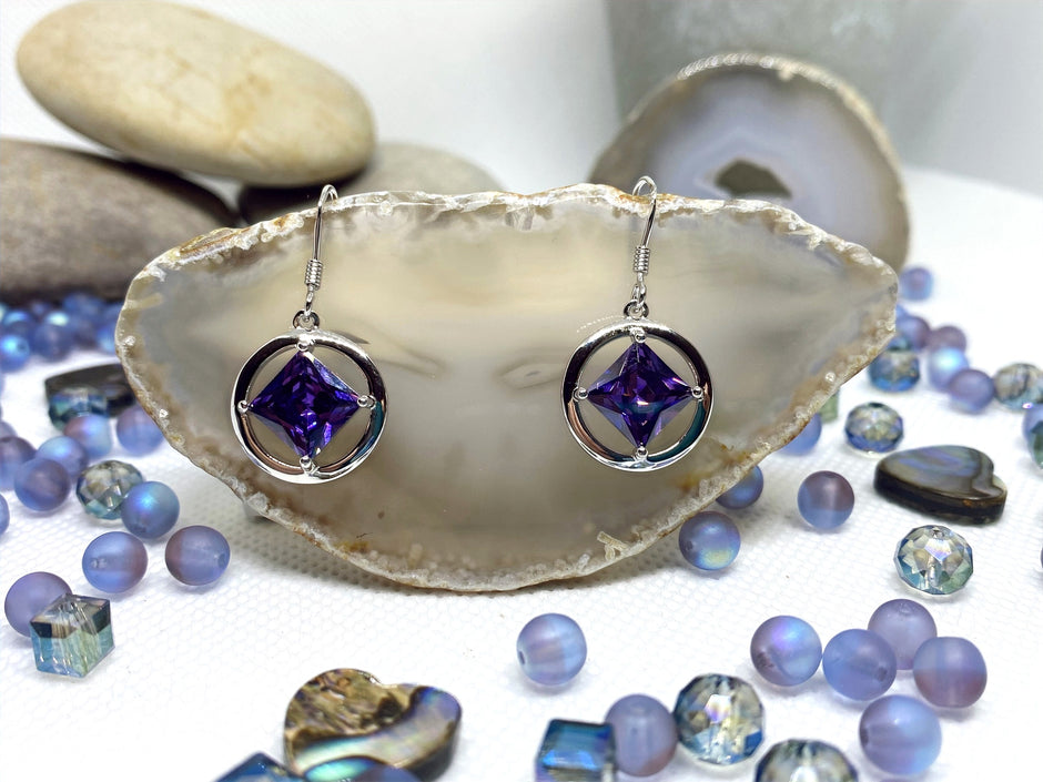 Medium Sterling Silver NA Earrings with stones NAE-08 image 3