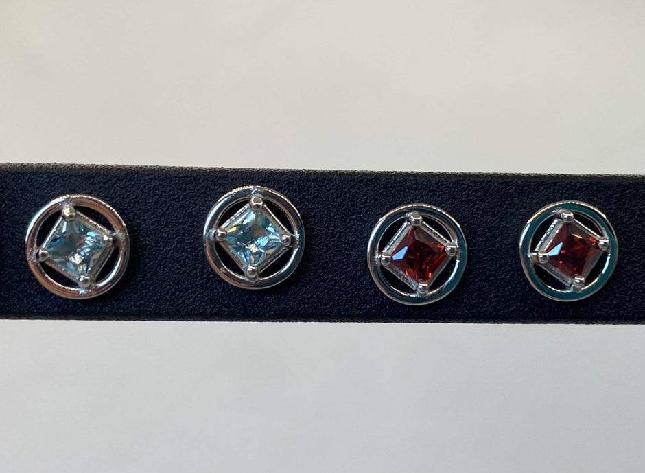 Small Sterling Silver Stud NA Earrings with stones NAE-12 image 1