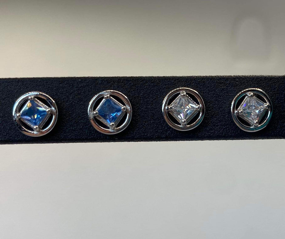 Small Sterling Silver Stud NA Earrings with stones NAE-12 image 0