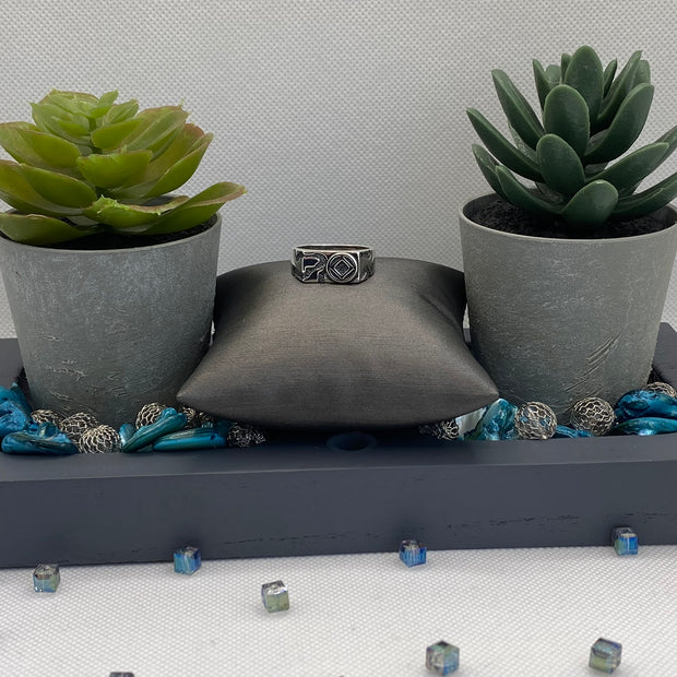 NA service symbol signet  sterling silver ring NAR-29 image 1