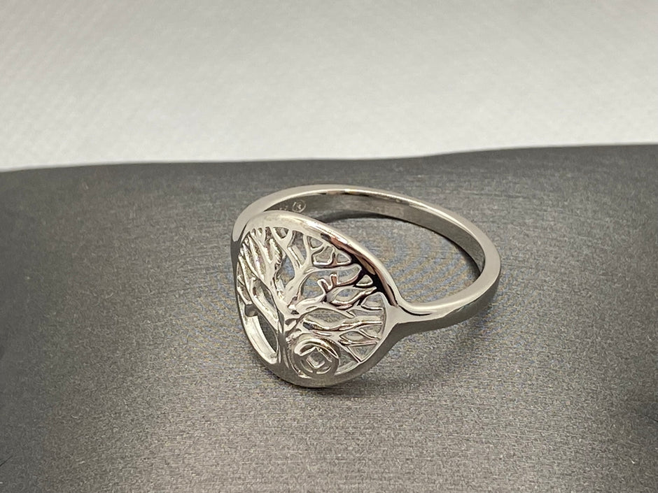 Tree of Life with NA Service Symbol Ring .925 Sterling Silver NAR-36 image 1