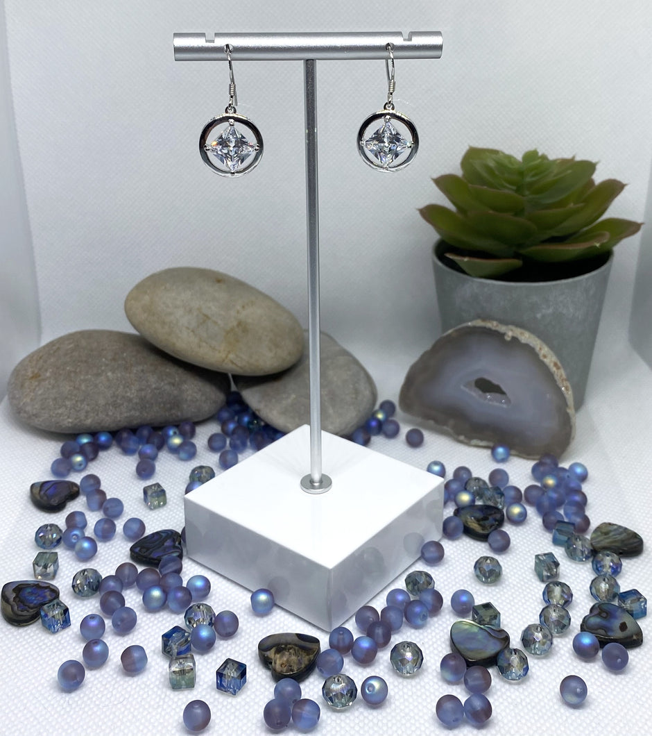 Medium Sterling Silver NA Earrings with stones NAE-08 image 8