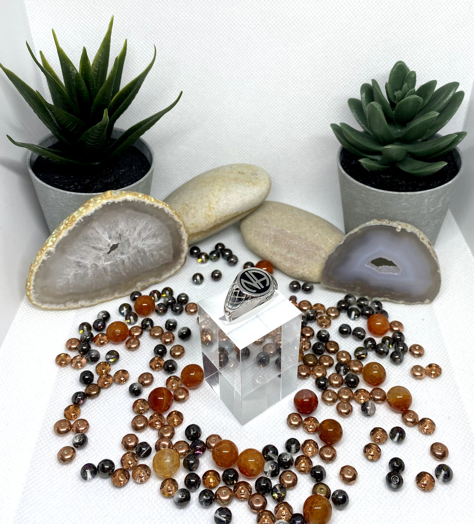 NA sterling silver and black enamel ring NAR-20 image 1