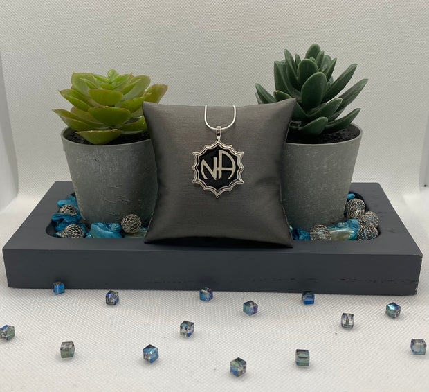 NA logo Black Enamel Pendant .925 sterling silver image 1