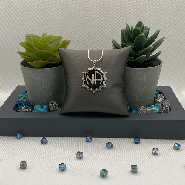 NA logo Black Enamel Pendant .925 sterling silver image 1