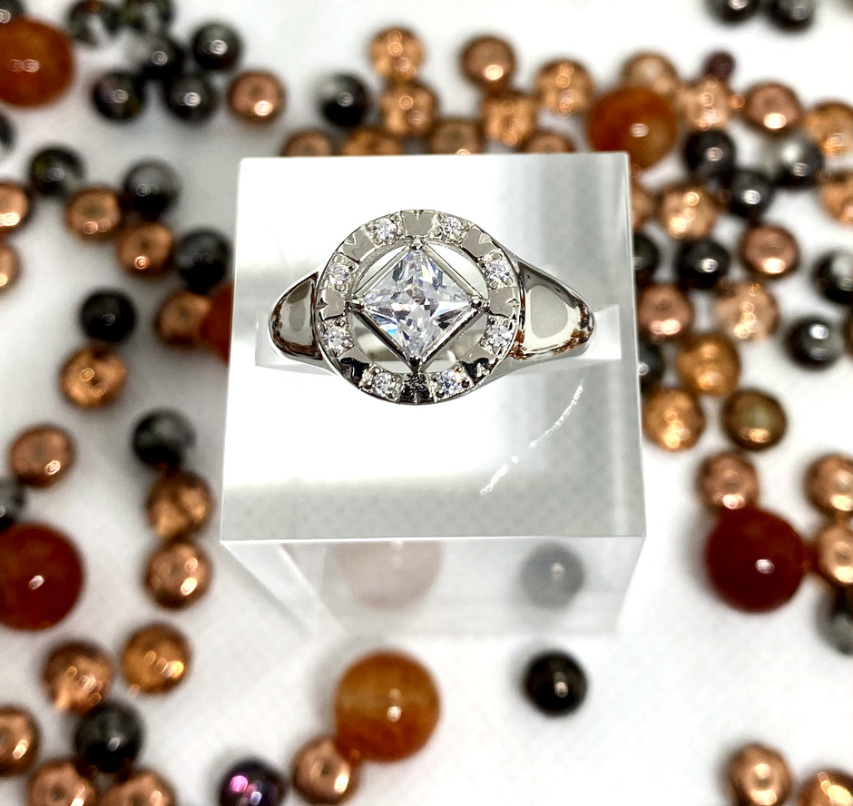 NA service symbol sterling silver ring with cubic zirconia NAR-04 image 0