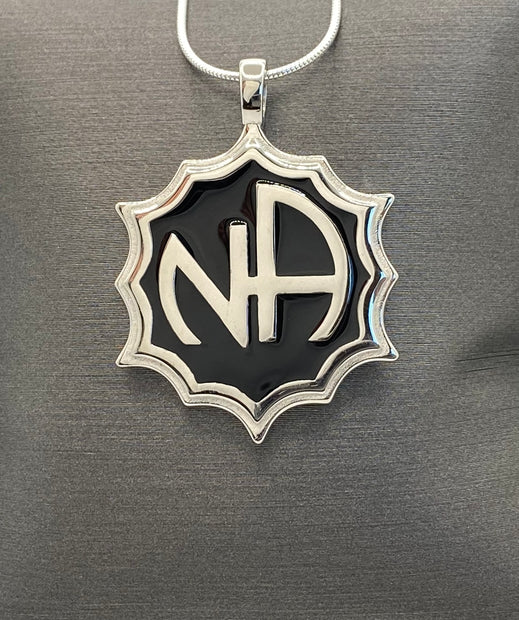 NA logo Black Enamel Pendant .925 sterling silver image 0