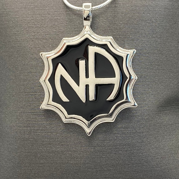 NA logo Black Enamel Pendant .925 sterling silver image 0