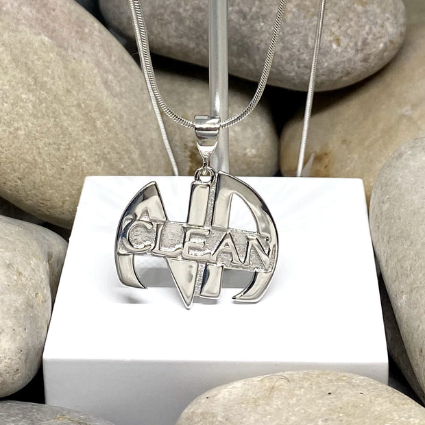 Large NA Pendant .925 sterling silver with "clean" in center image 0