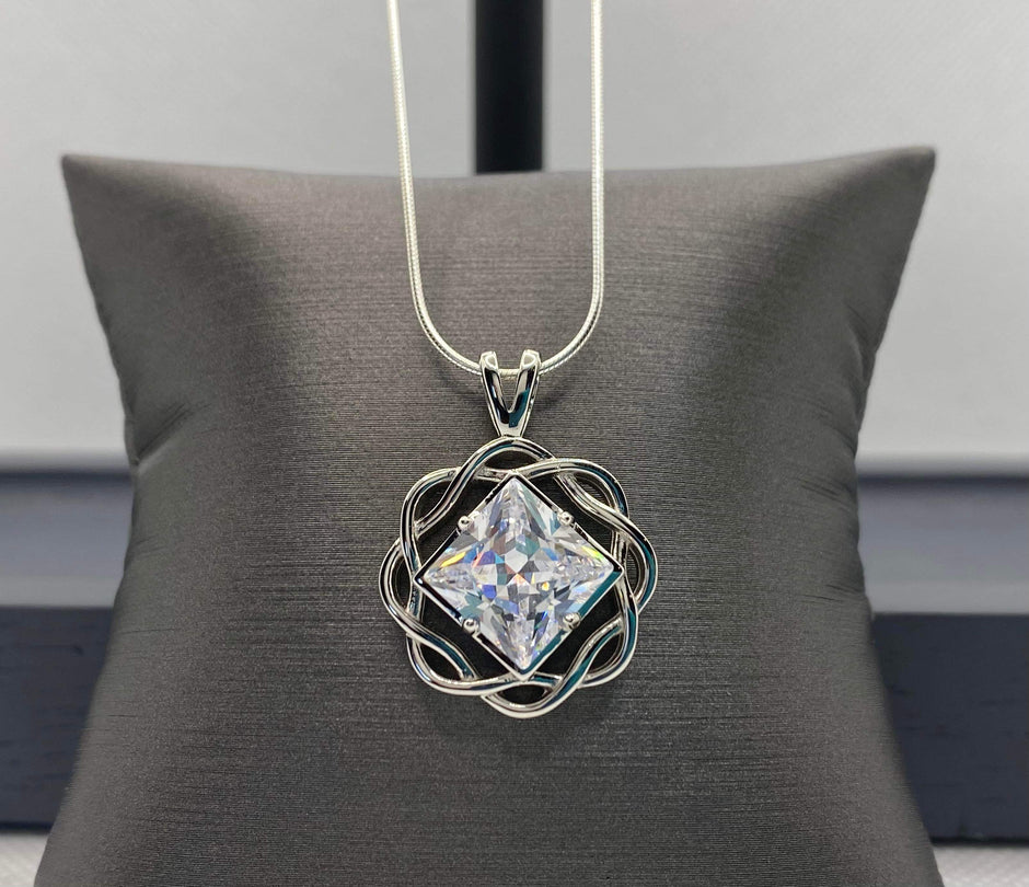 Medium Basket Weave Service Symbol Pendant with Birthstone .925 sterling silver image 9