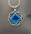 Medium Basket Weave Service Symbol Pendant with Birthstone .925 sterling silver image 1