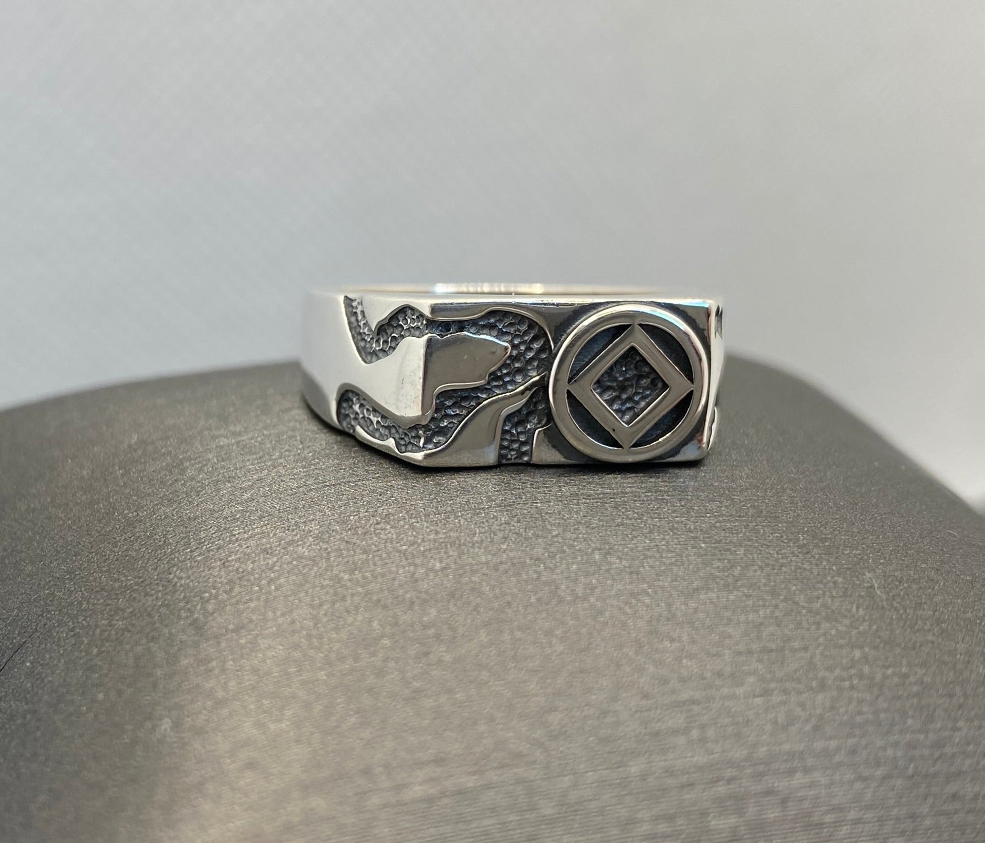 NA service symbol signet  sterling silver ring NAR-29 image 0