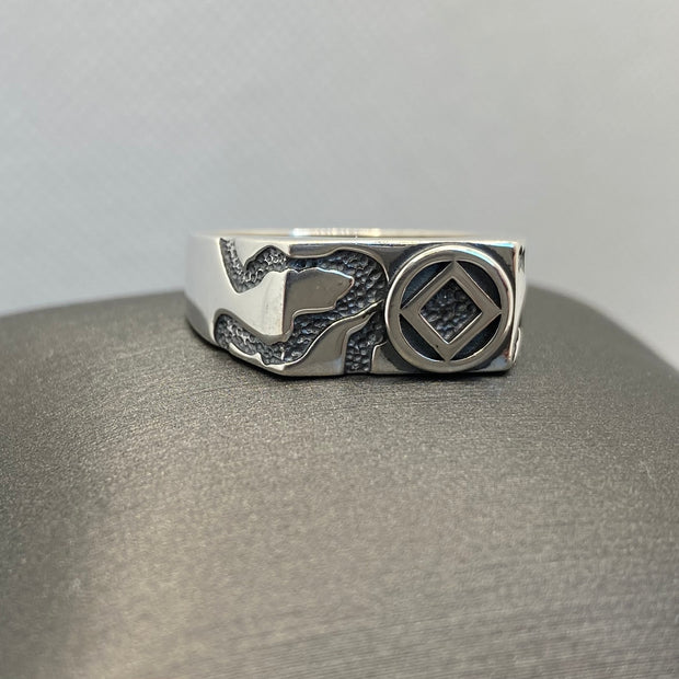 NA service symbol signet  sterling silver ring NAR-29 image 0