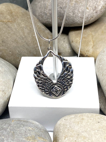 Narcotics Anonymous Service Symbol Wings with cz stone Pendant